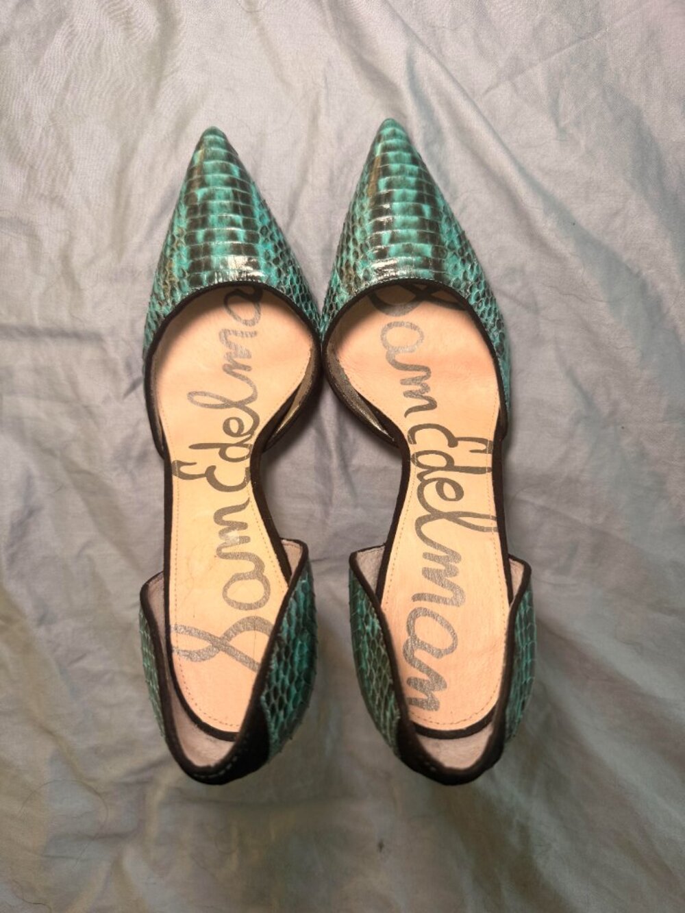 Sam Edelman Blue Snakeskin Print Stiletto Heels – Women’s Size 8 - Picture 2 of 8
